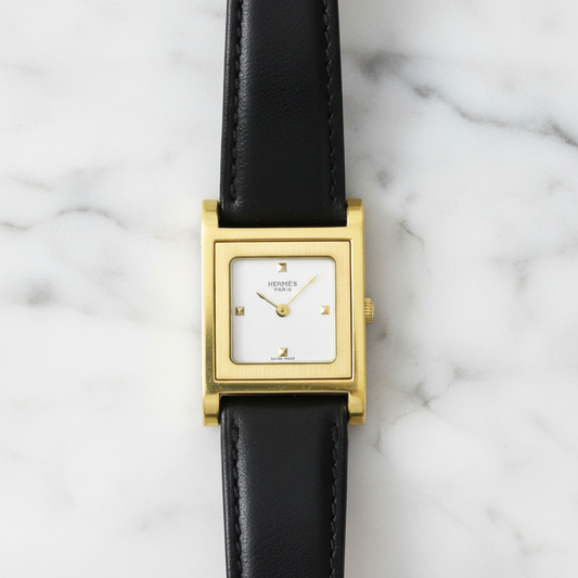 HERMES Medor Gold Plated Leather Quartz Ladies Watch