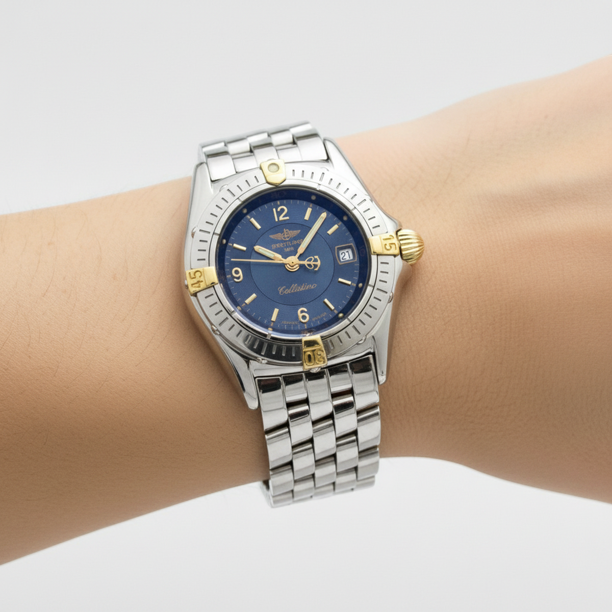 BREITLING Callistino 18K Gold Steel Ladies Watch B52045 Polished
