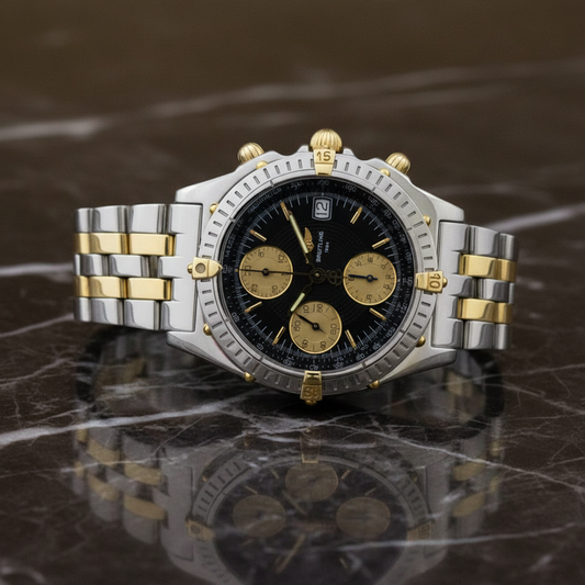 BREITLING Chronomat 18K Gold Steel Automatic Watch B13050.1 Polished