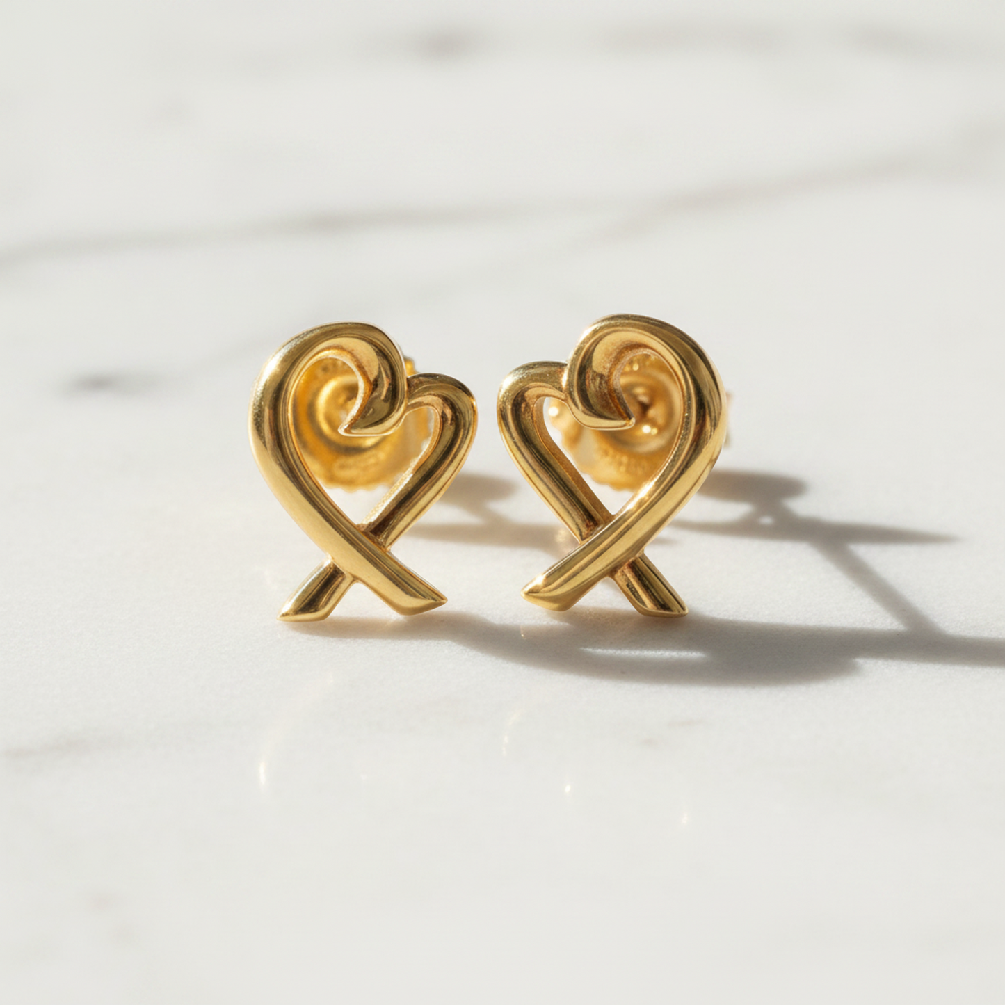 Tiffany Loving Heart No Stone Yellow Gold (18K) Stud Earrings Gold