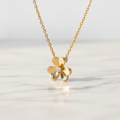 Van Cleef & Arpels Frivole Mini Necklace Yellow Gold (18K) Diamond Women,Men Fashion Necklace (Gold)