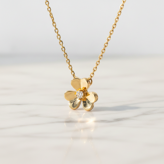 Van Cleef & Arpels Frivole Mini Necklace Yellow Gold (18K) Diamond Women,Men Fashion Necklace (Gold)
