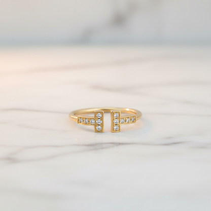 Tiffany T Wire Ring With Diamond Pink Gold (18K) Fashion Diamond Band Ring Pink Gold