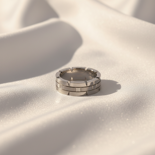 Cartier Tank Française Ring White Gold (18K) Fashion No Stone Band Ring Silver