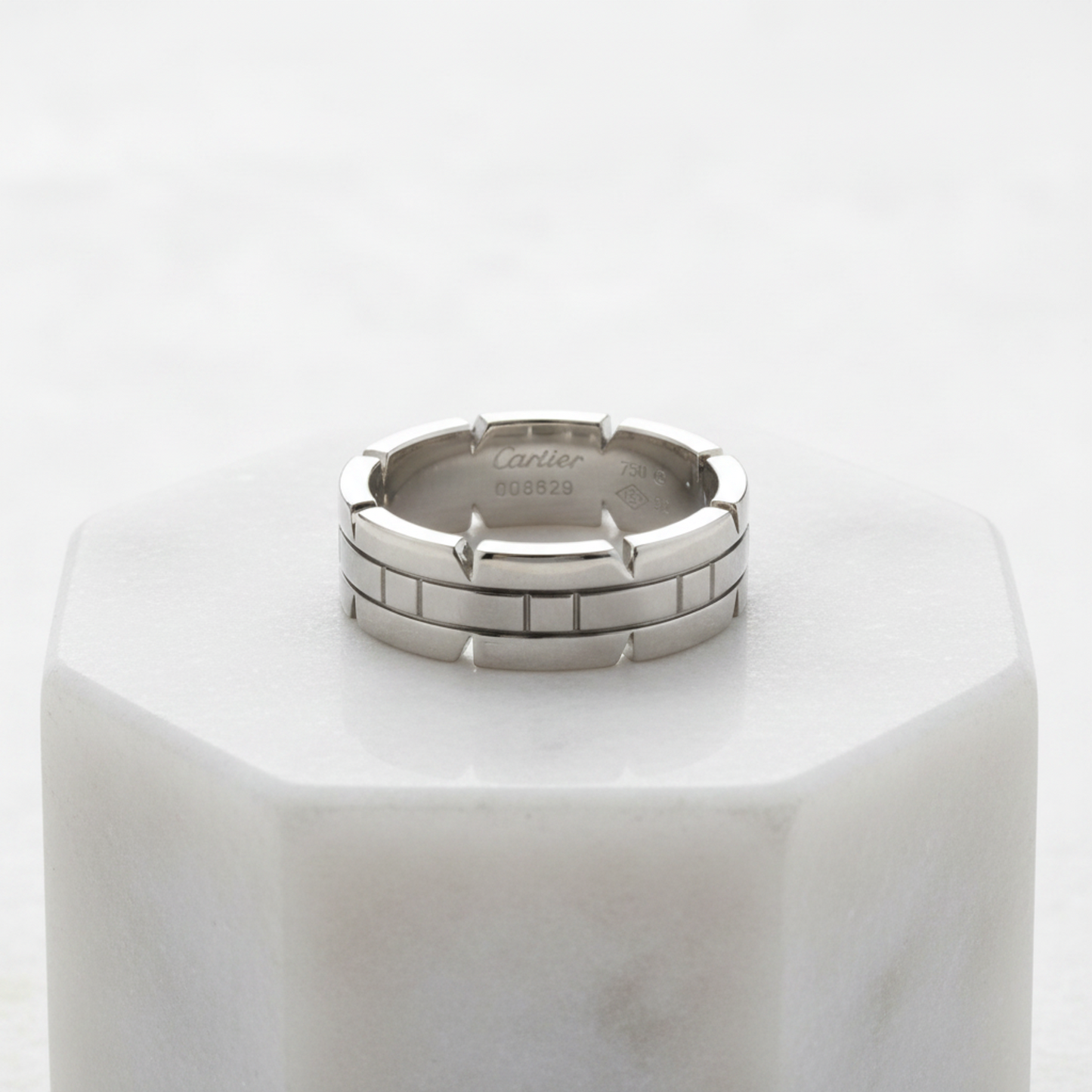 Cartier Tank Française Ring White Gold (18K) Fashion No Stone Band Ring Silver
