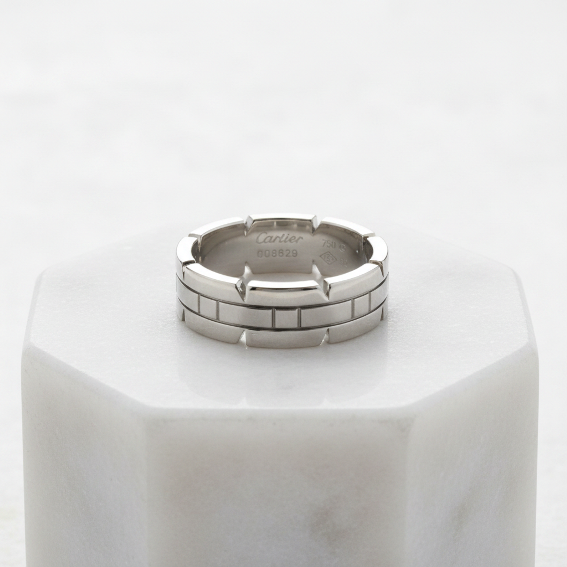 Cartier Tank Française Ring White Gold (18K) Fashion No Stone Band Ring Silver