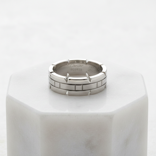Cartier Tank Française Ring White Gold (18K) Fashion No Stone Band Ring Silver