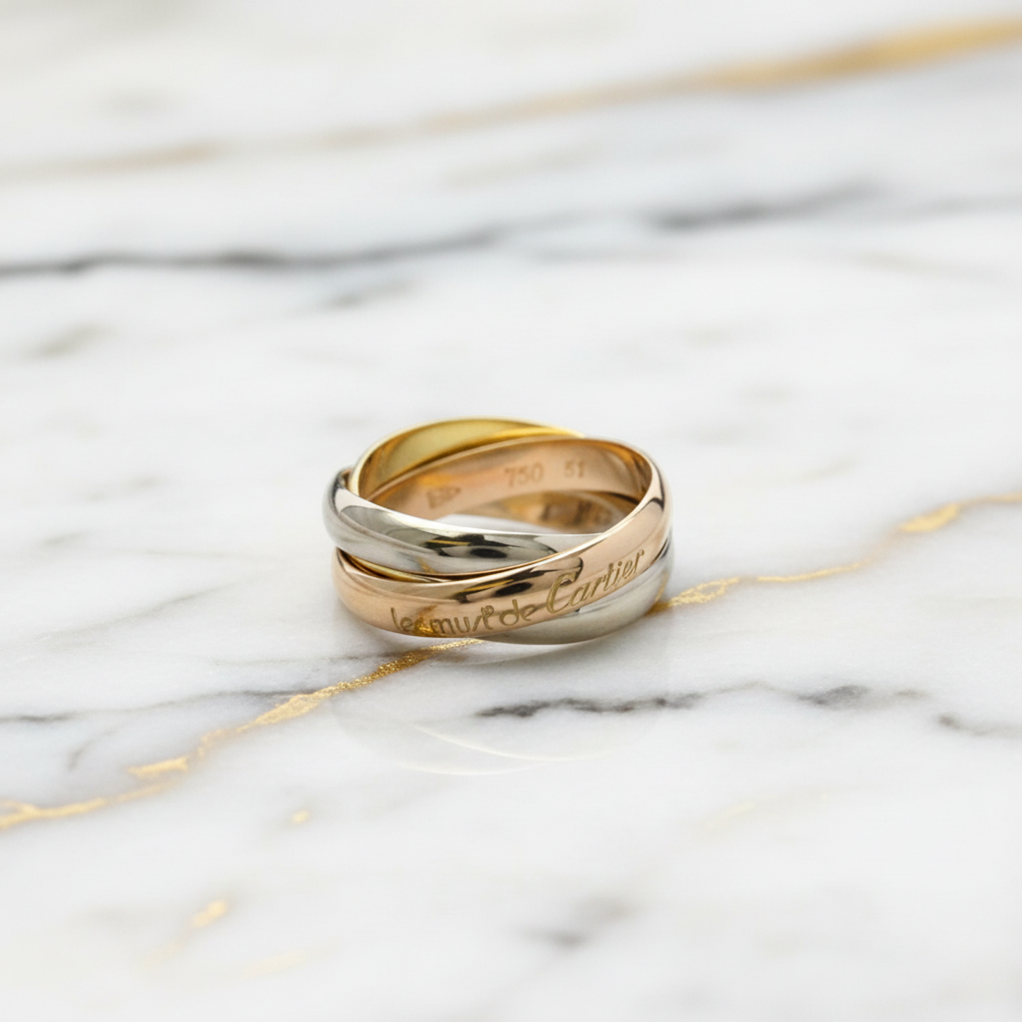 Cartier Trinity Ring Yellow Gold (18K),Pink Gold (18K),White Gold (18K) Fashion No Stone Band Ring Gold