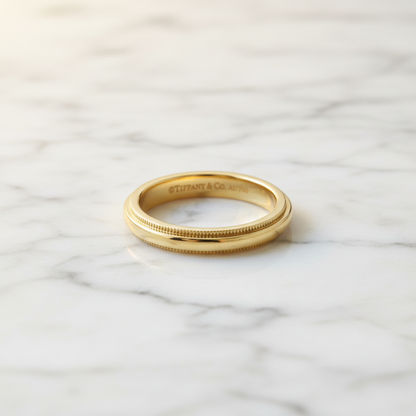 Tiffany Milgrain Ring Yellow Gold (18K) Fashion No Stone Band Ring Gold