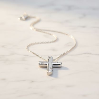 Tiffany Dots Cross Necklace Platinum Diamond Men,Women Fashion Necklace (Silver)