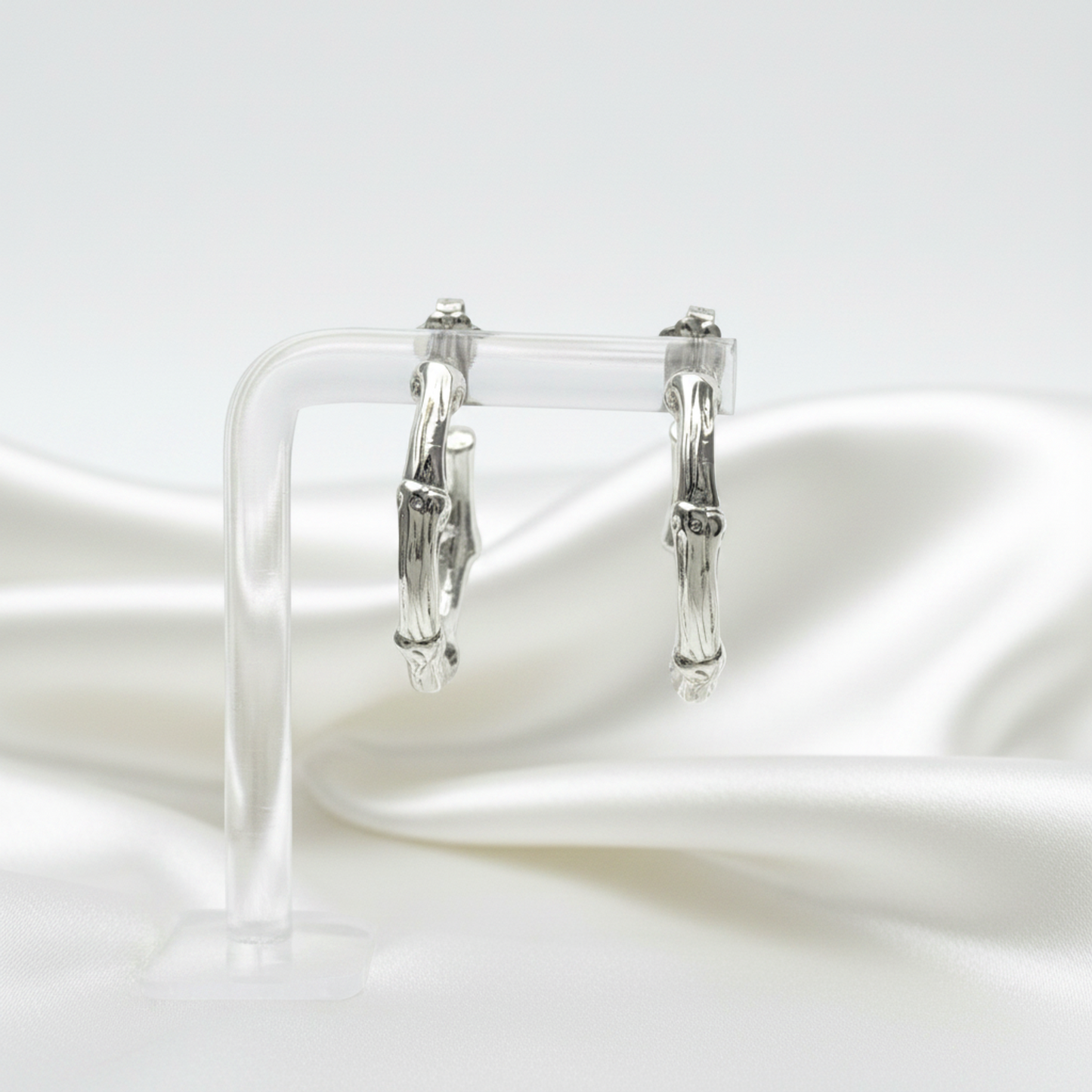 Tiffany Bamboo Half Hoop Earrings No Stone Silver Half Hoop Earrings Silver
