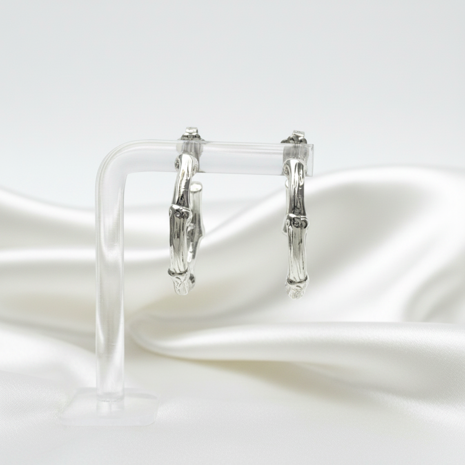 Tiffany Bamboo Half Hoop Earrings No Stone Silver Half Hoop Earrings Silver