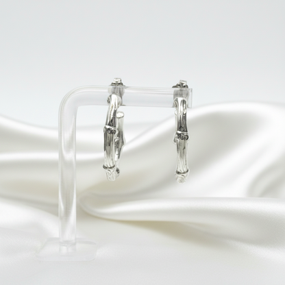Tiffany Bamboo Half Hoop Earrings No Stone Silver Half Hoop Earrings Silver