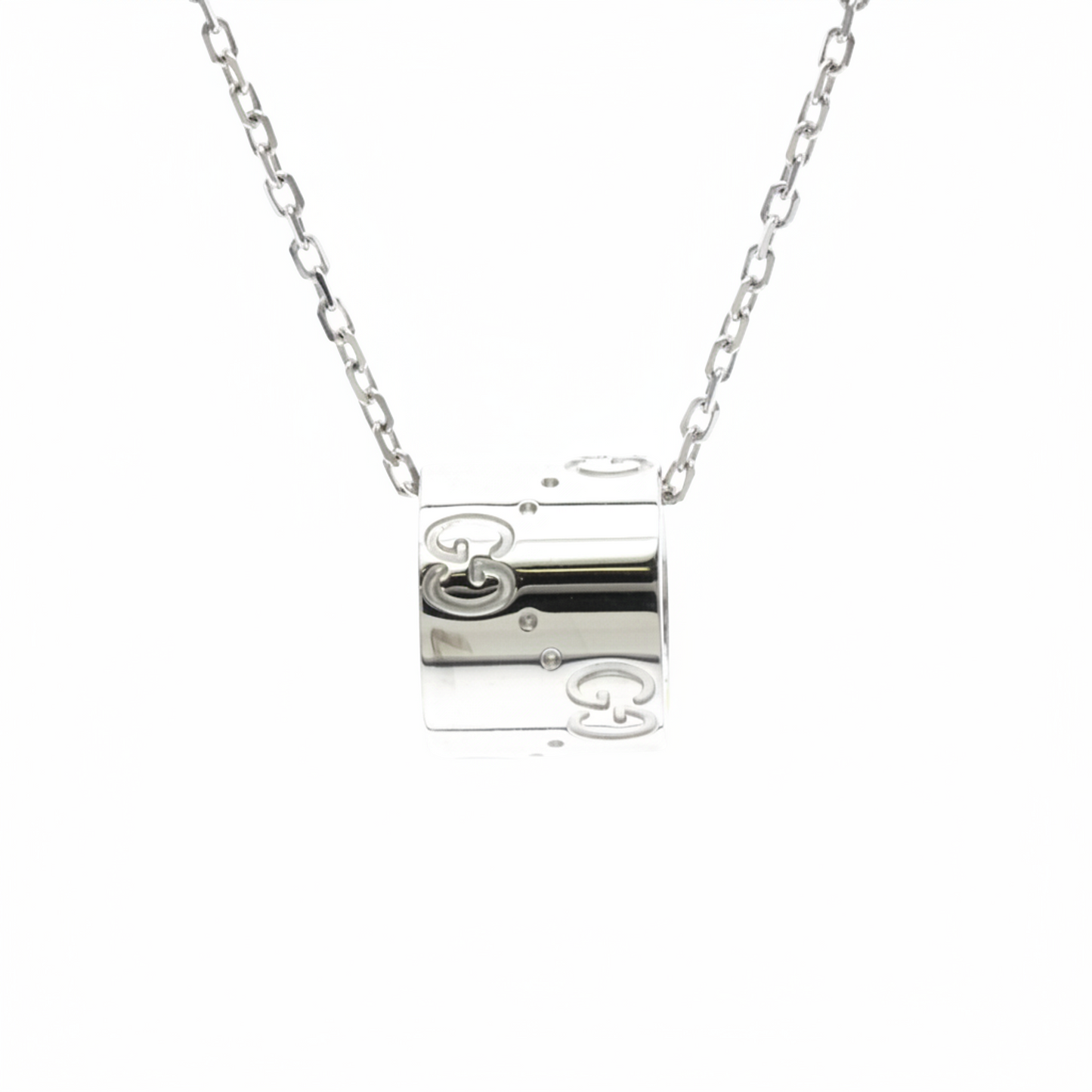 Gucci Icon Necklace White Gold (18K) No Stone Men,Women Fashion Necklace (Silver)