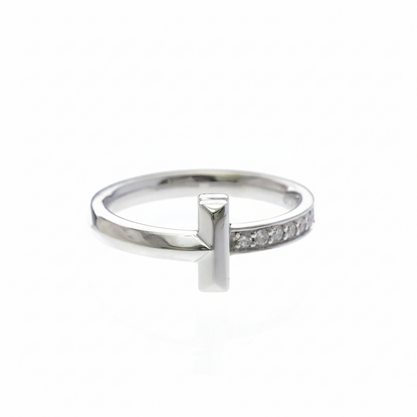 Tiffany T One Narrow Ring Diamond White Gold (18K) Fashion Diamond Band Ring Silver