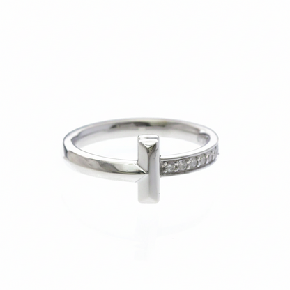 Tiffany T One Narrow Ring Diamond White Gold (18K) Fashion Diamond Band Ring Silver