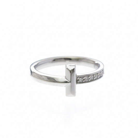 Tiffany T One Narrow Ring Diamond White Gold (18K) Fashion Diamond Band Ring Silver