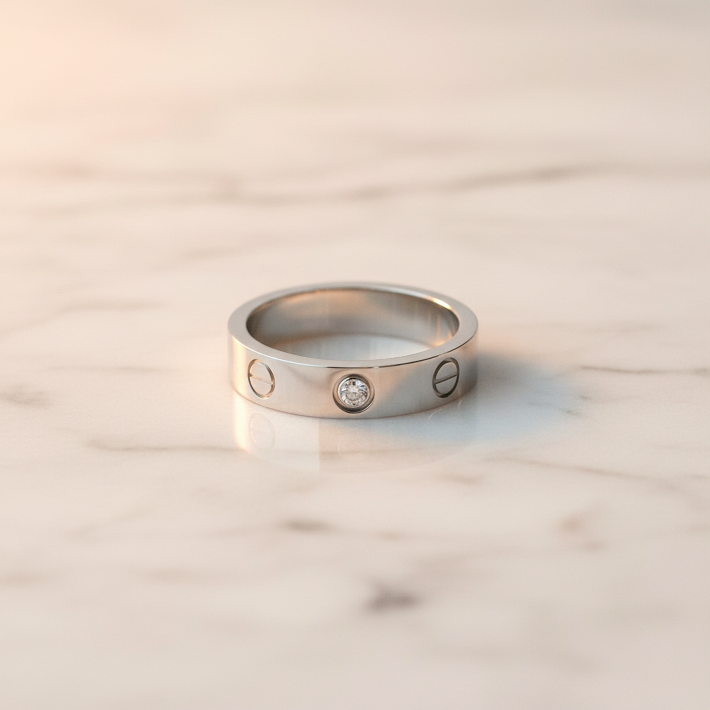 Cartier Mini Love Ring B4050500 White Gold (18K) Fashion No Stone Band Ring Silver