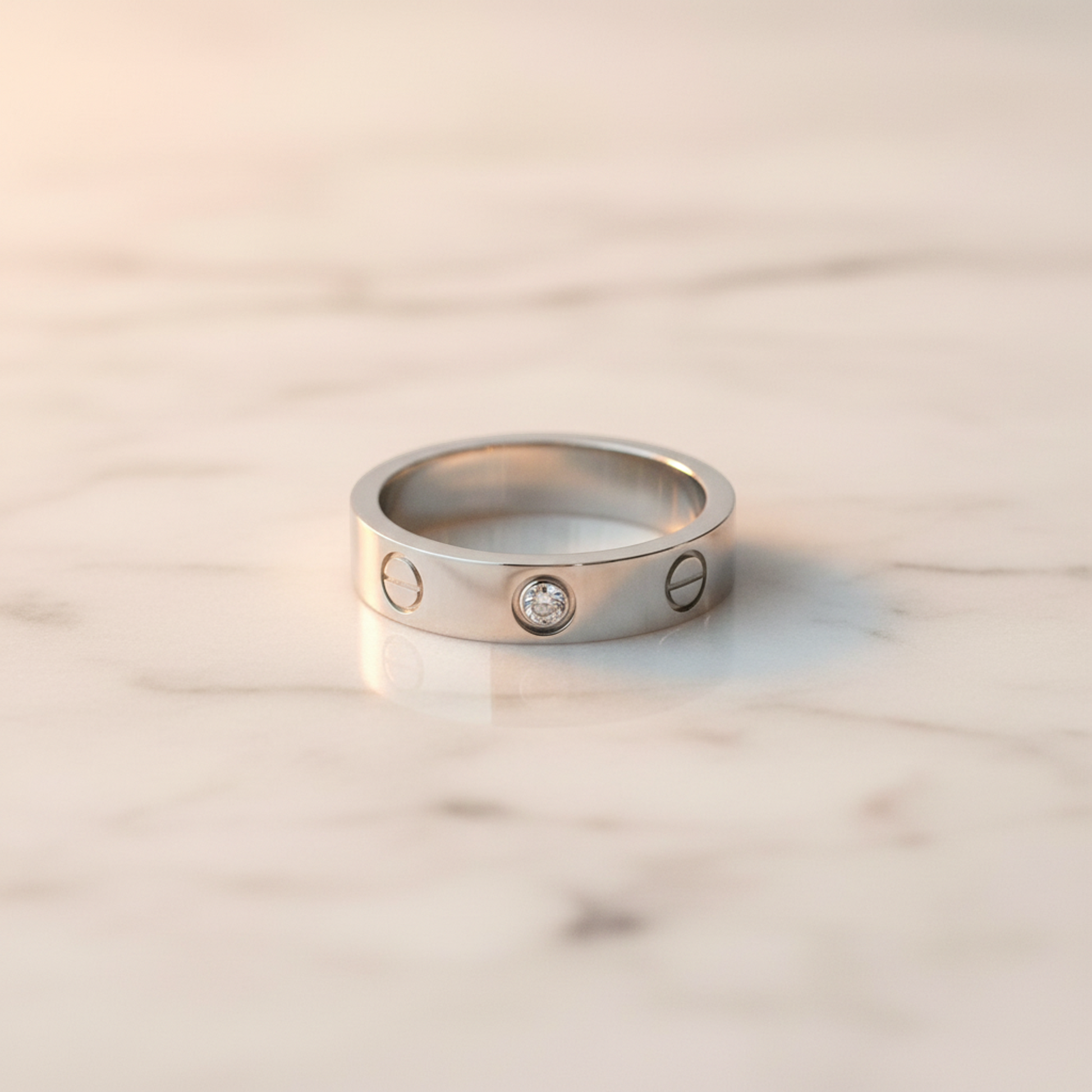Cartier Mini Love Ring B4050500 White Gold (18K) Fashion No Stone Band Ring Silver