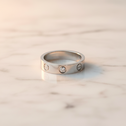 Cartier Mini Love Ring B4050500 White Gold (18K) Fashion No Stone Band Ring Silver