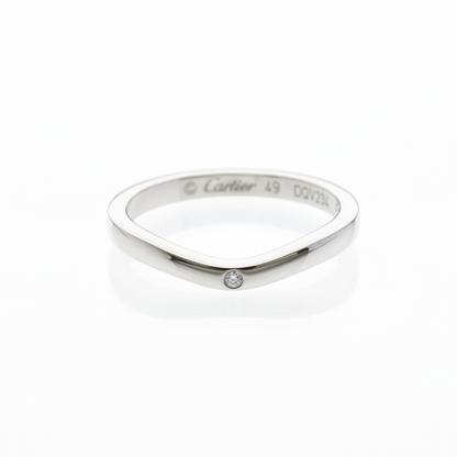 Cartier Ballerina Wedding Ring With 3 Diamonds Platinum Fashion Diamond Band Ring Silver