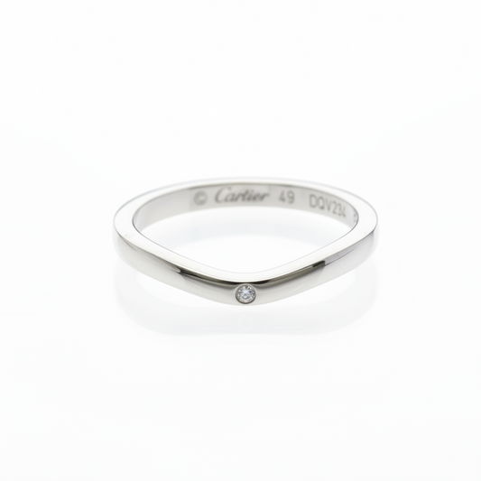 Cartier Ballerina Wedding Ring With 3 Diamonds Platinum Fashion Diamond Band Ring Silver