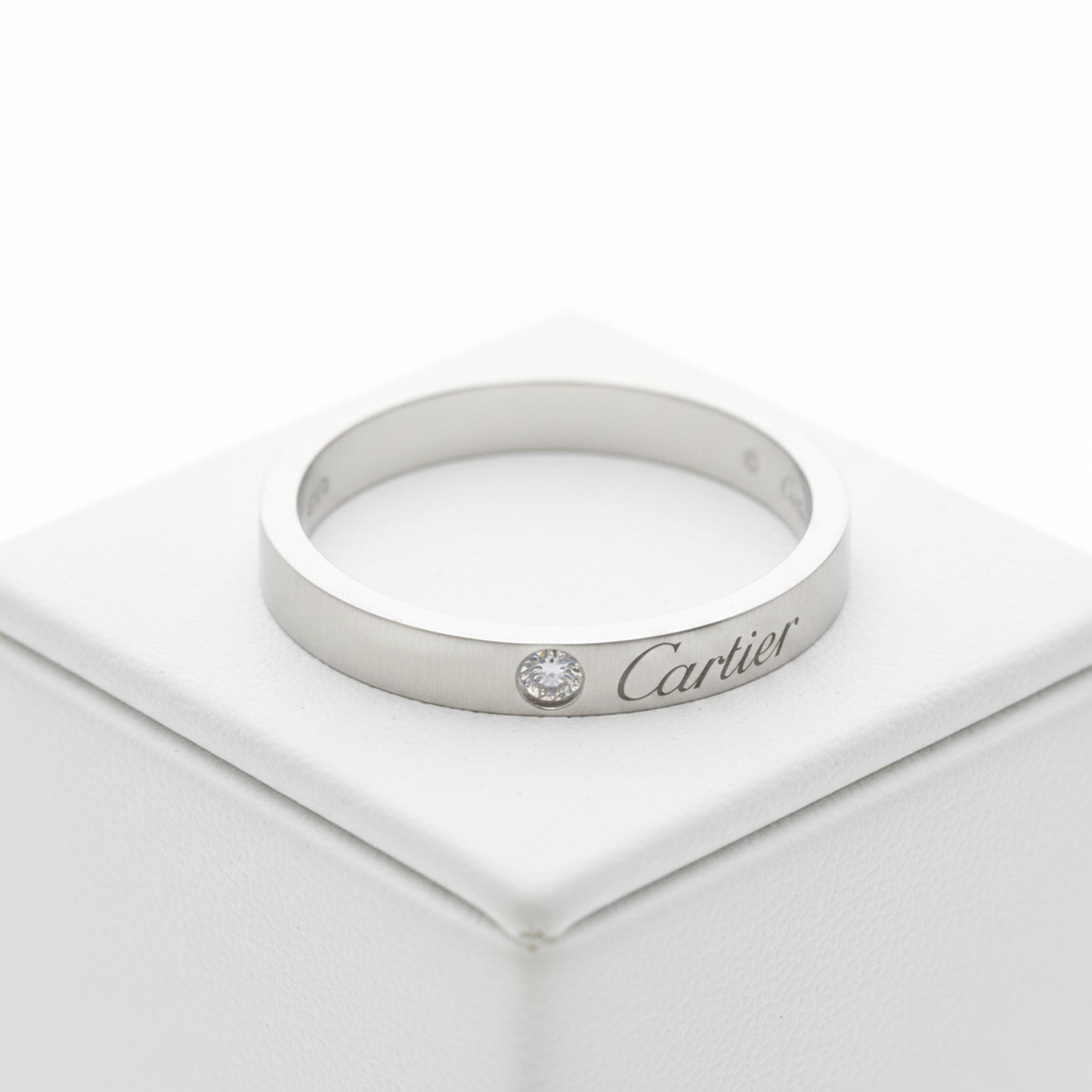 Cartier C De Cartier Ring With 1 Diamond Platinum Fashion Diamond Band Ring Silver