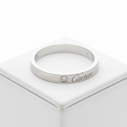 Cartier C De Cartier Ring With 1 Diamond Platinum Fashion Diamond Band Ring Silver