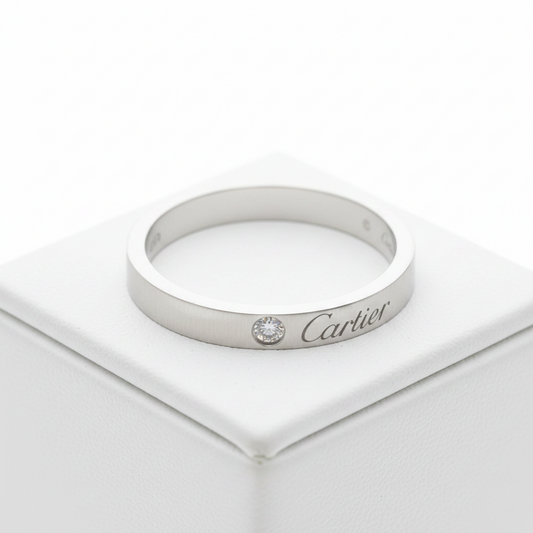 Cartier C De Cartier Ring With 1 Diamond Platinum Fashion Diamond Band Ring Silver