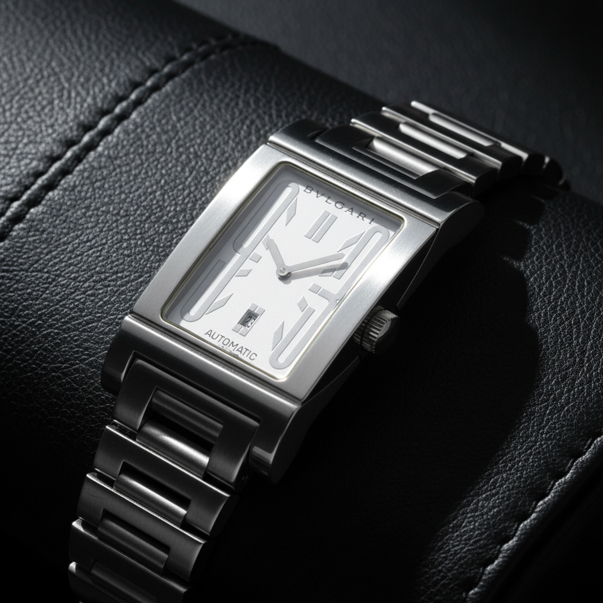 BVLGARI Rettangolo Stainless Steel Automatic Mens Watch RT45S Polished