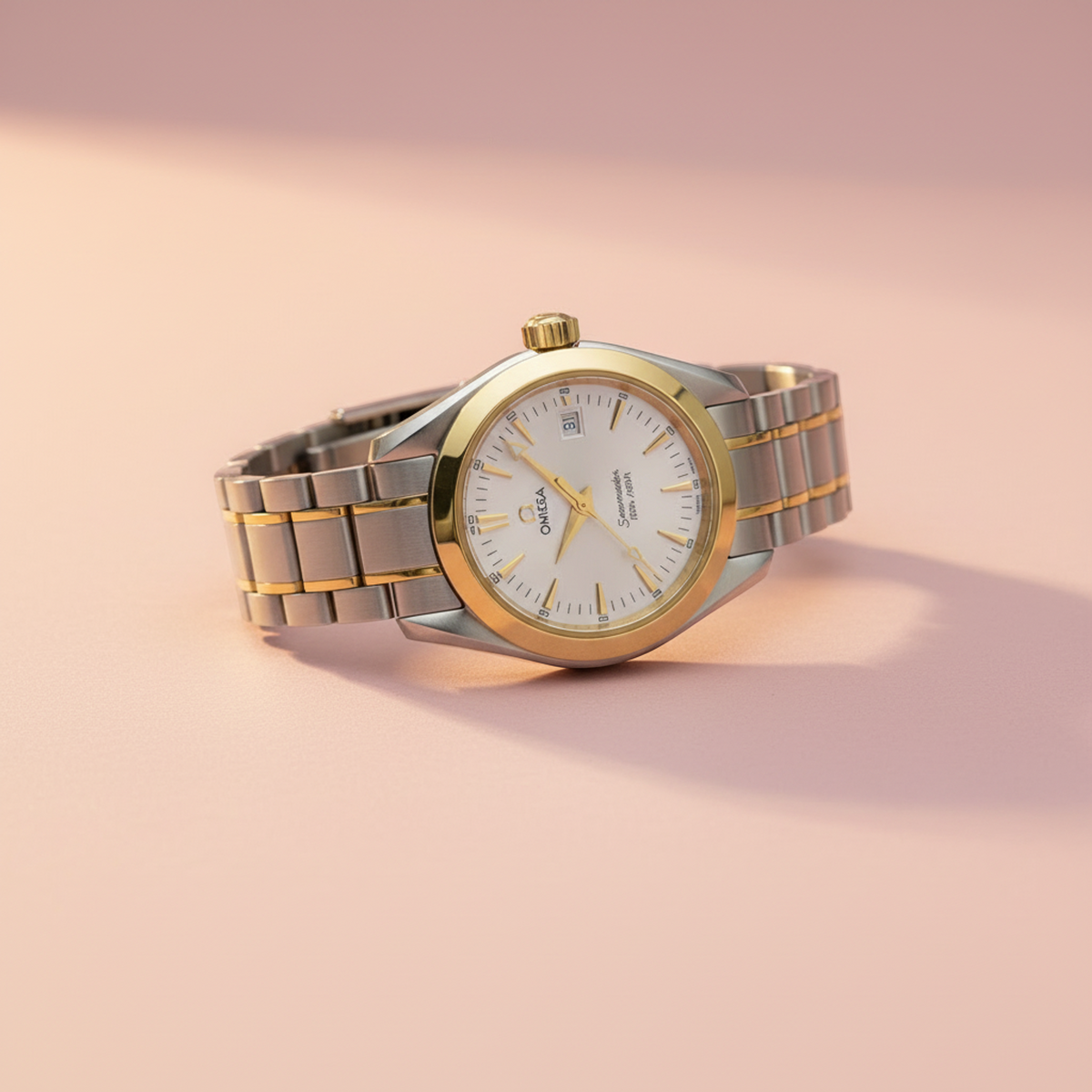 OMEGA Seamaster Aqua Terra 18K Gold Steel Ladies Watch 2377.30 Polished