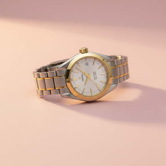 OMEGA Seamaster Aqua Terra 18K Gold Steel Ladies Watch 2377.30 Polished