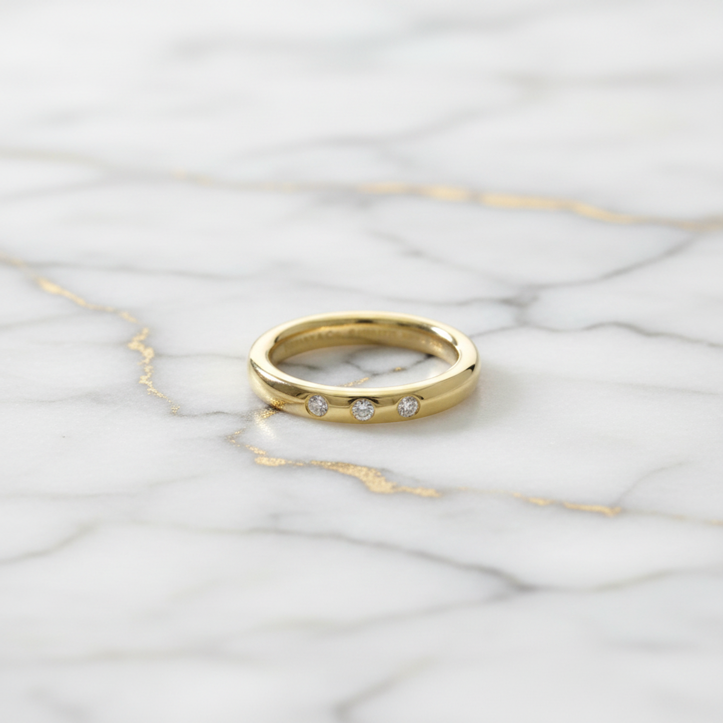Tiffany Stacking Band Ring 3P Diamond Yellow Gold (18K) Fashion Diamond Band Ring Gold