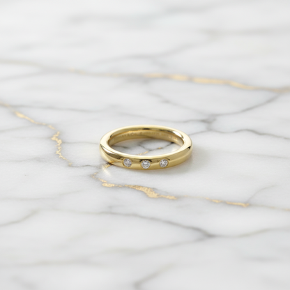 Tiffany Stacking Band Ring 3P Diamond Yellow Gold (18K) Fashion Diamond Band Ring Gold