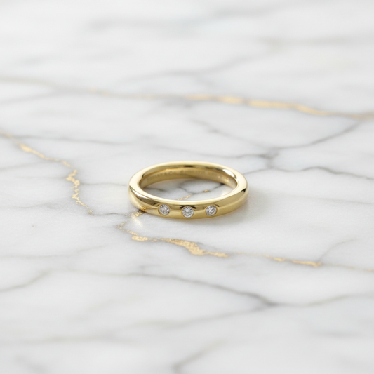 Tiffany Stacking Band Ring 3P Diamond Yellow Gold (18K) Fashion Diamond Band Ring Gold