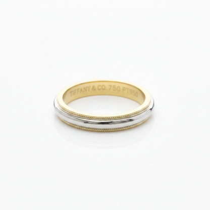 Tiffany Milgrain Band Ring Yellow Gold (18K),Platinum Fashion No Stone Band Ring Gold,Silver