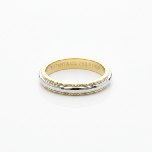 Tiffany Milgrain Band Ring Yellow Gold (18K),Platinum Fashion No Stone Band Ring Gold,Silver