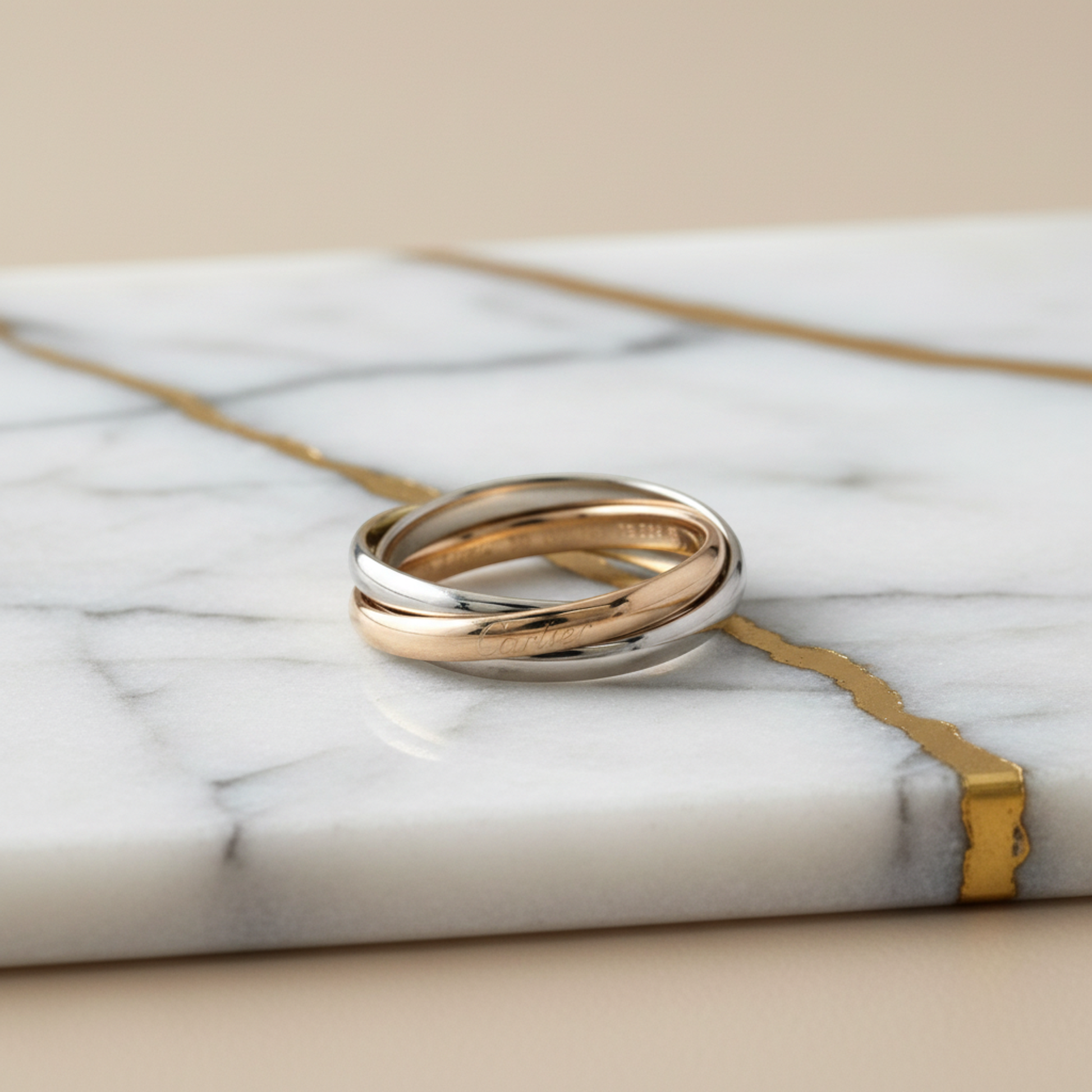 Cartier Trinity Ring Yellow Gold (18K),Pink Gold (18K),White Gold (18K) Fashion No Stone Band Ring Gold