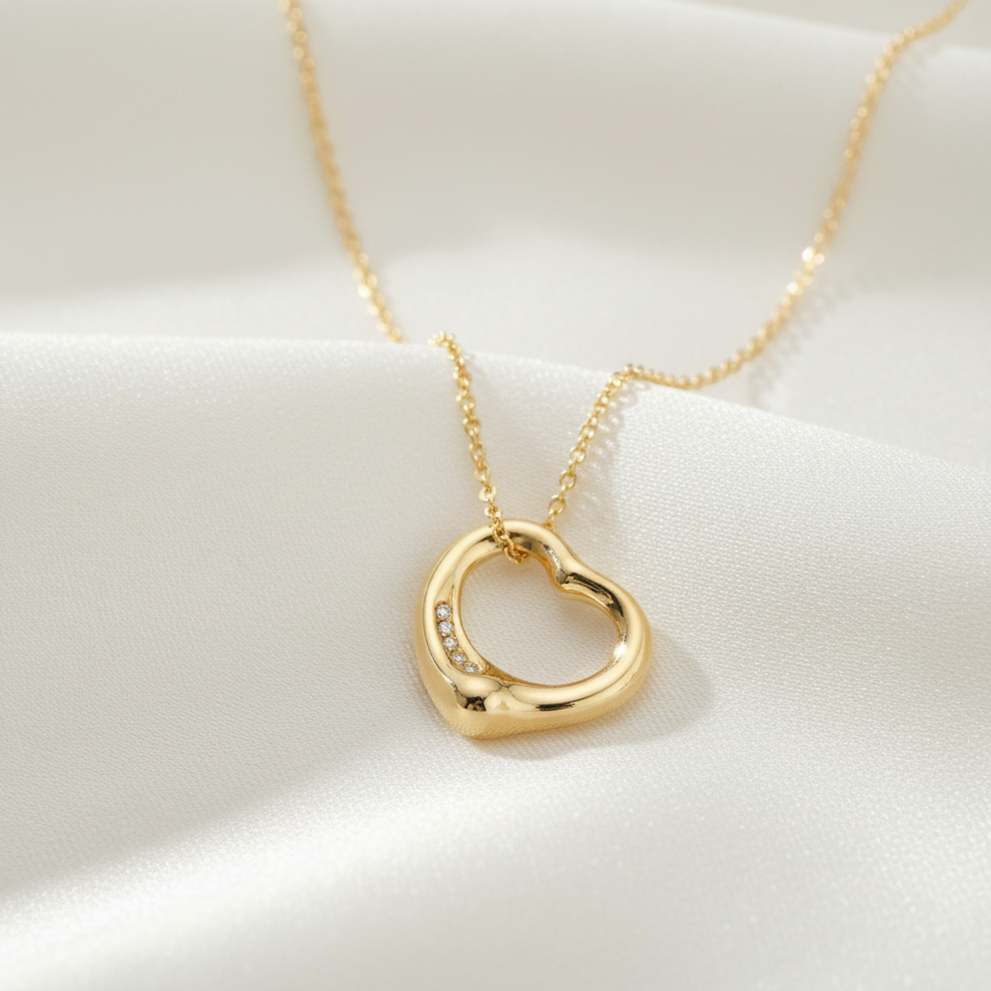 Tiffany Open Heart Necklace, 5PD PG (Pink Gold), Condition Rank A, Weight: 4.3g