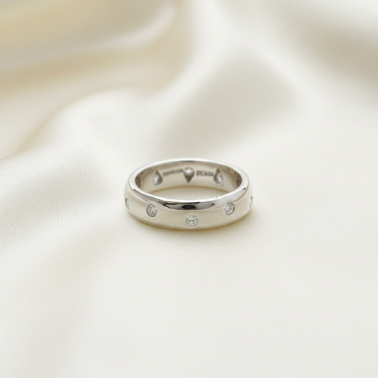 Tiffany Dots Diamond Ring Platinum Fashion Diamond Band Ring Silver
