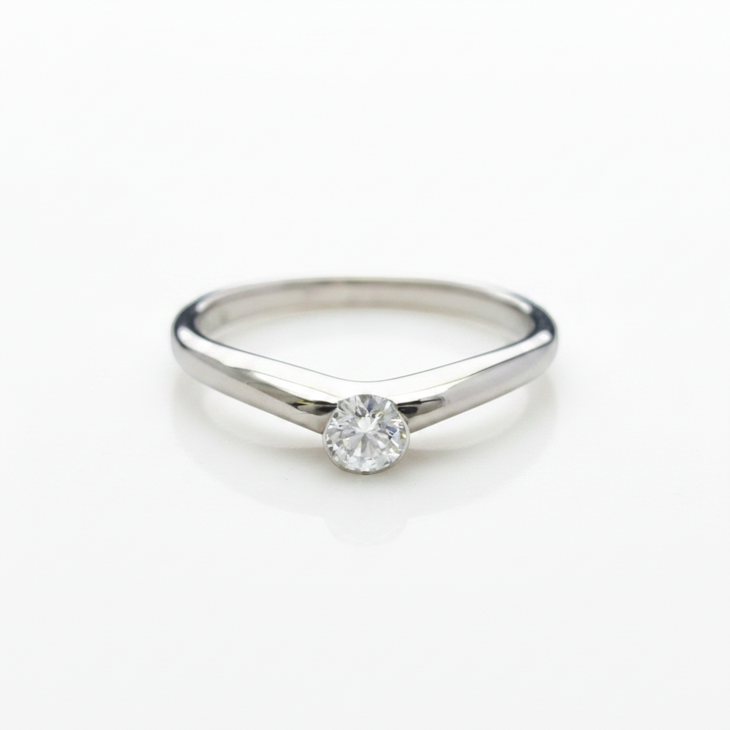 Tiffany Curved Band Diamond Ring Platinum Fashion Diamond Band Ring Silver