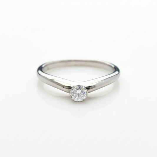 Tiffany Curved Band Diamond Ring Platinum Fashion Diamond Band Ring Silver