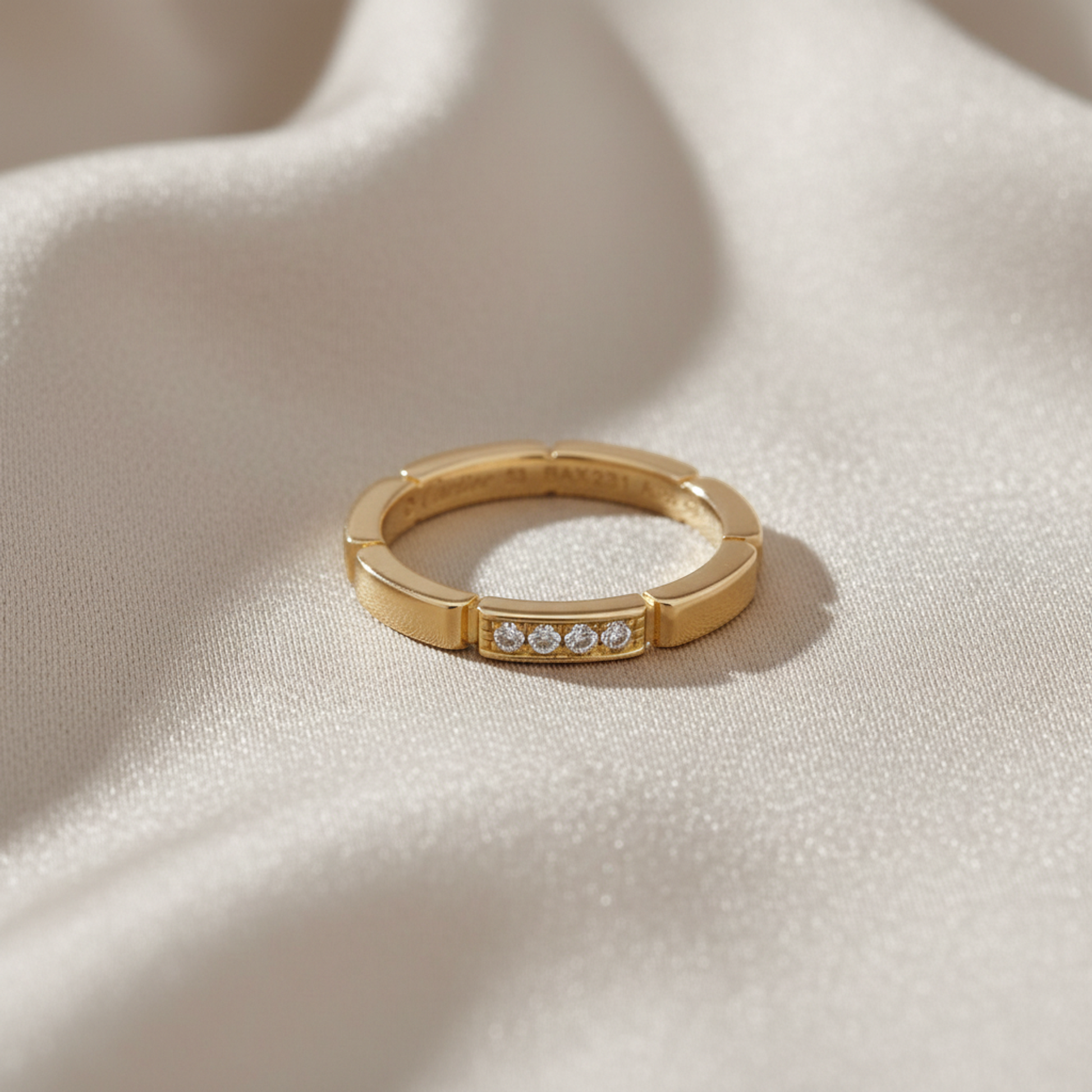 Cartier Maillon Panthère Ring With 4 Diamonds Pink Gold (18K) Fashion Diamond Band Ring Pink Gold