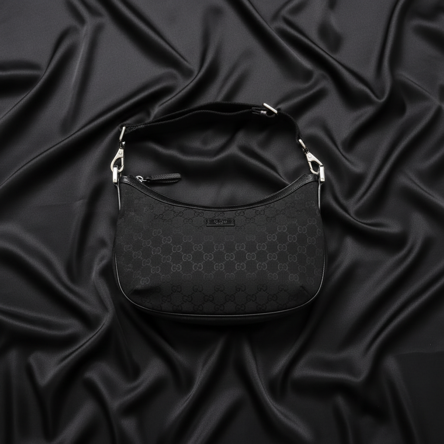 Gucci GG Canvas 181092 Women's GG Canvas,Leather Shoulder Bag Black