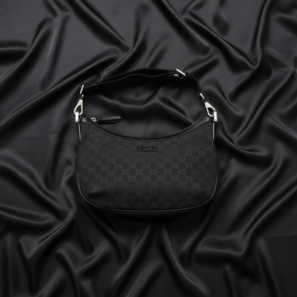 Gucci GG Canvas 181092 Women's GG Canvas,Leather Shoulder Bag Black