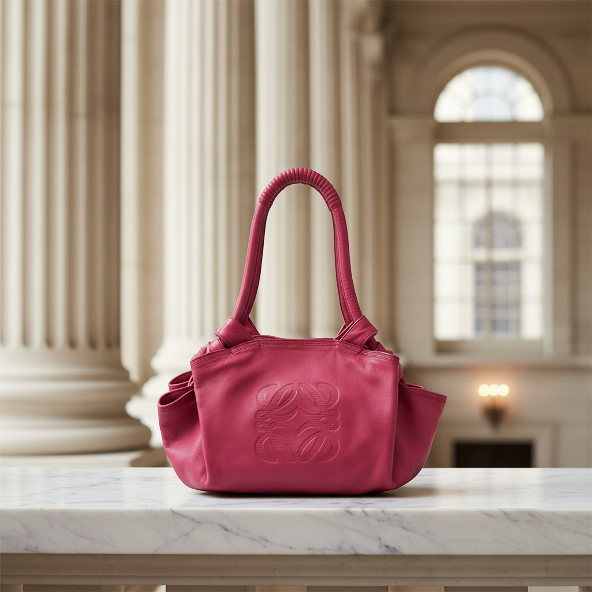 Loewe Nappa Aire 309 82 102 Women's Leather Handbag Pink