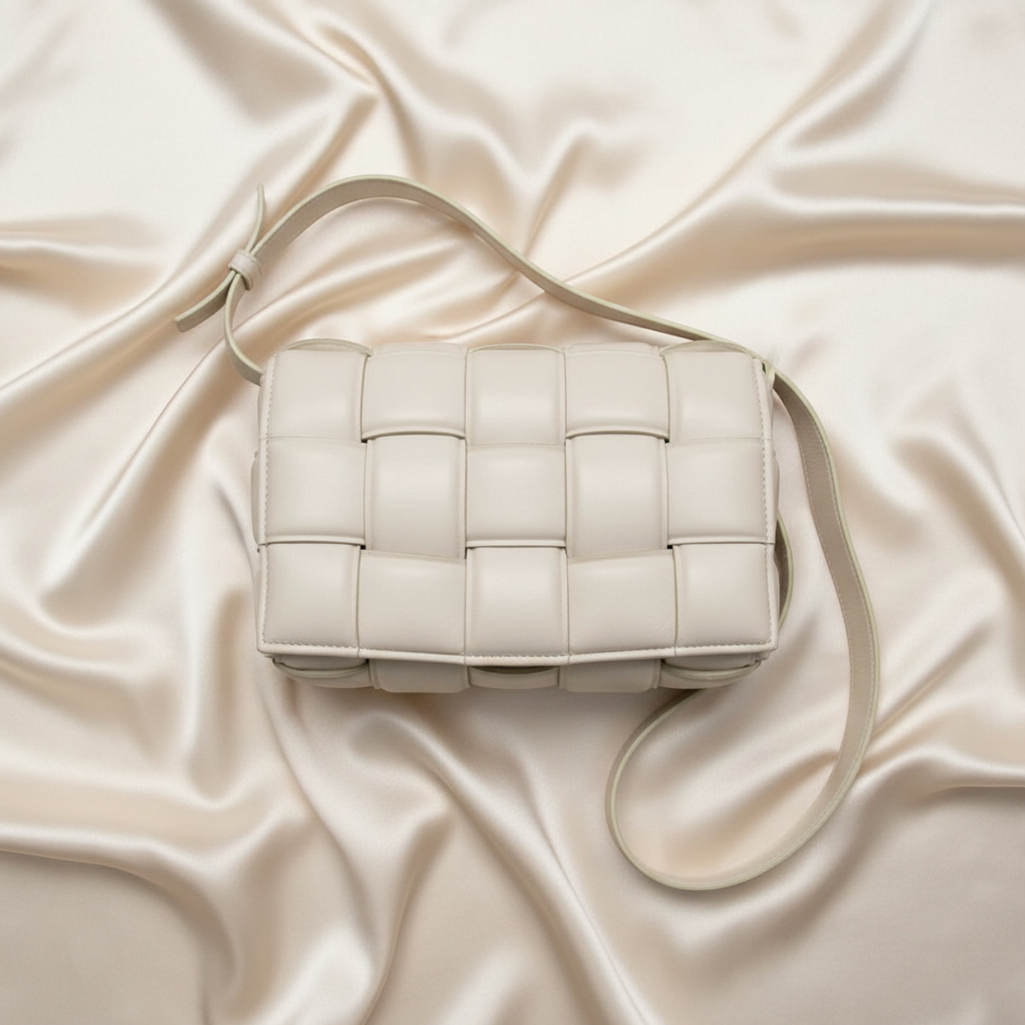 Bottega Veneta Intrecciato Padded Cassette 591970 Women's Leather Shoulder Bag Off-white