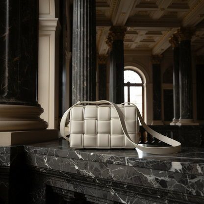 Bottega Veneta Intrecciato Padded Cassette 591970 Women's Leather Shoulder Bag Off-white