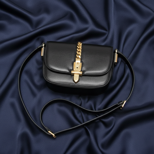 Gucci Sylvie 1969 Mini Women's Leather Shoulder Bag Black