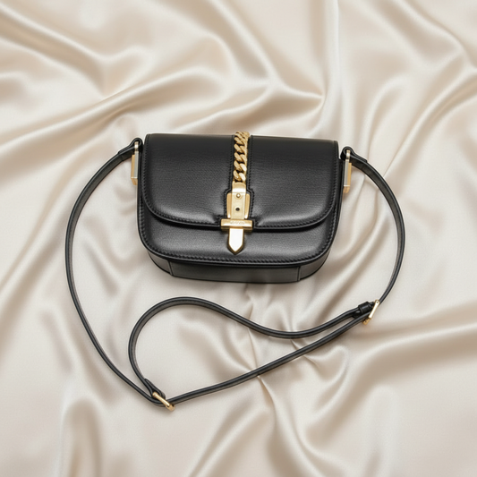 Gucci Sylvie 1969 Mini Women's Leather Shoulder Bag Black